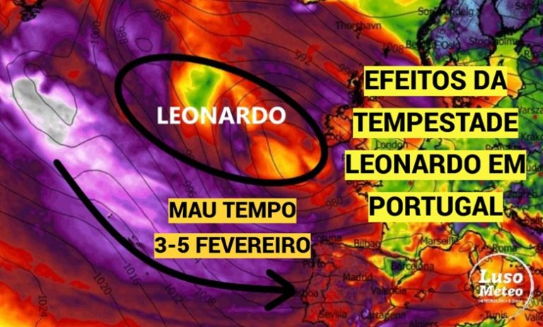 Tempestade Leonardo – Os efeitos deste novo temporal de Inverno em Portugal entre dias 3 e 5 de fevereiro – saiba onde chove mais, e onde há mais vento! Tempestade Leonardo - Os efeitos deste novo temporal de Inverno em Portugal entre dias 3 e 5 de fevereiro - saiba onde chove mais, e onde há mais vento!