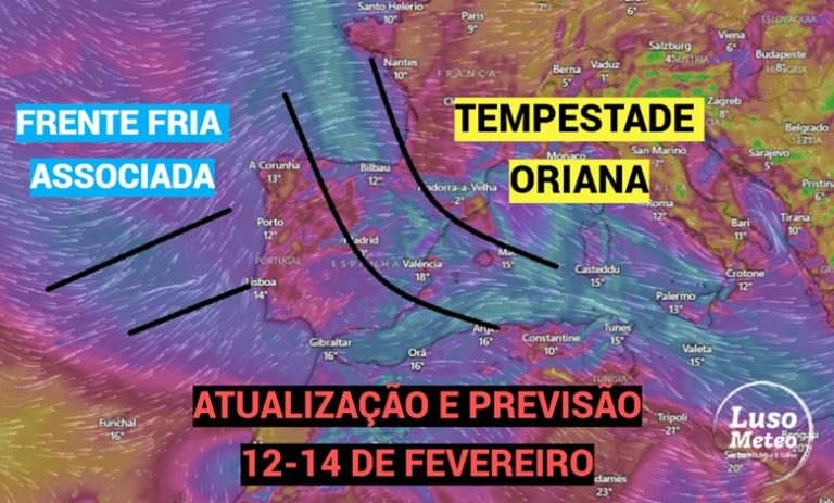 Tempestade Oriana agravará crise das cheias em Portugal - situação crítica no Mondego - atualização 12 de fevereiro, e previsão dos impactos na Península Ibérica