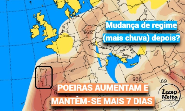 Poeiras de África vão aumentar (muito), e afetam toda a Europa mais 7 dias – a evolução do tempo, e os riscos para a saúde – Informação 25 de fevereiro a 2-3 de março Poeiras de África vão aumentar (muito), e afetam toda a Europa mais 7 dias - a evolução do tempo, e os riscos para a saúde - Informação 25 de fevereiro a 2-3 de março