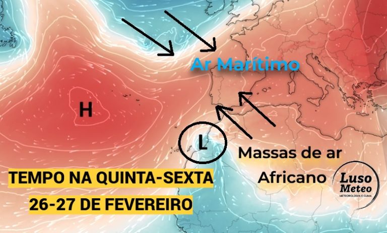 Meteorologia instável - voltam a subir (muito) as temperaturas, e depois regressa a chuva a alguns locais - saiba como estará o tempo na sua região nos dias 26-27 de fevereiro!