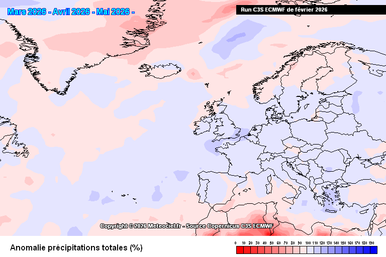 Tempo na Primavera - Tendência para chuva acima da média na Primavera (Março a Maio) segundo a última previsão ECMWF