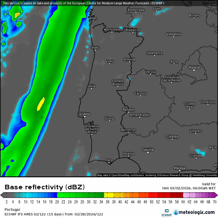 "Gota fria" - Instabilidade forte, com chuvas, trovoadas e granizo - saiba como estará o tempo na segunda, 2 de março, na sua região! Evolução da precipitação\instabilidade na segunda-feira - previsão ECMWF