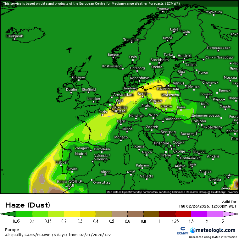 Montanha-russa de temperaturas, poeiras toda a semana, e, por vezes, chuva - saiba os detalhes da previsão do tempo esta semana, 23 de fevereiro a 1 de março As poeiras de África podem alargar-se à Madeira no final da semana