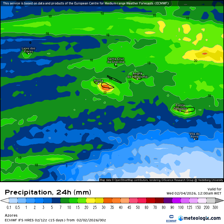 Depressão Atlântica traz vento forte a todo o país, chuva e um nevão nas montanhas - saiba as previsões do tempo em Portugal nos dias 3-4 de fevereiro Precipitação total prevista na terça-feira, 3 de fevereiro