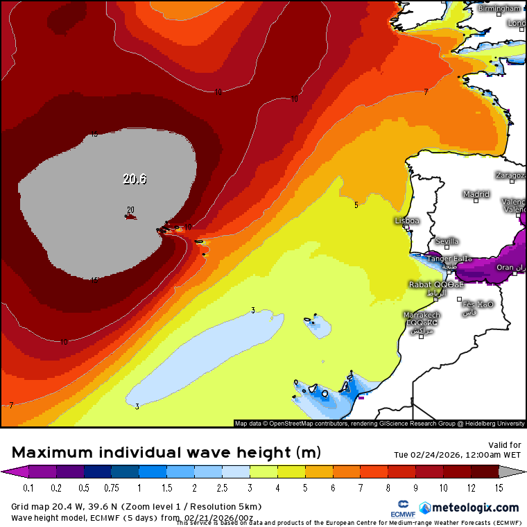 Forte depressão afetará os Açores no início da semana, com vento forte e ondas até 20 metros - em Portugal Continental deve trazer "chuva de lama" - saiba a previsão! Ondulação gigante - até 20 metros - entre a tarde de segunda-feira e a manhã de terça-feira, reduzindo depois progressivamente (mas lentamente)