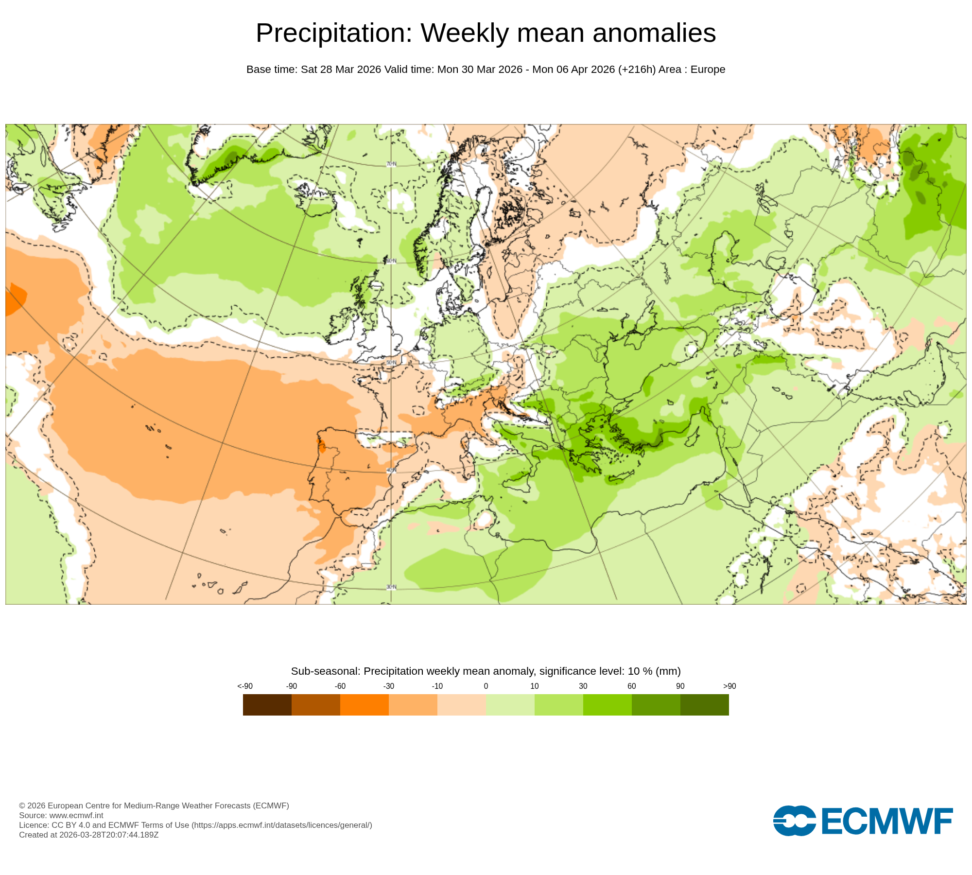 Tempo esta semana - anomalia de temperatura prevista segundo o modelo ECMWF