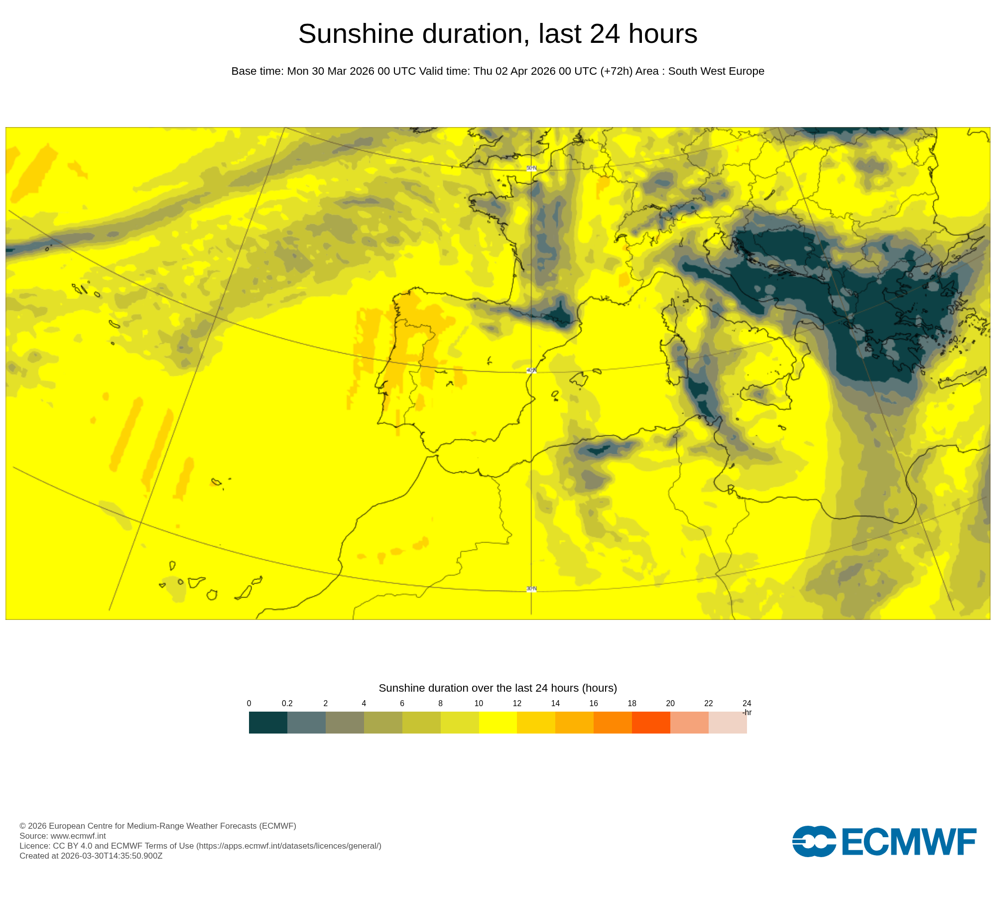 Abril começa com temperaturas elevadas, e vento - até quando? Saiba a previsão do tempo na quarta, 1 de abril, na sua região! Horas de sol nesta quarta-feira - previsão ECMWF