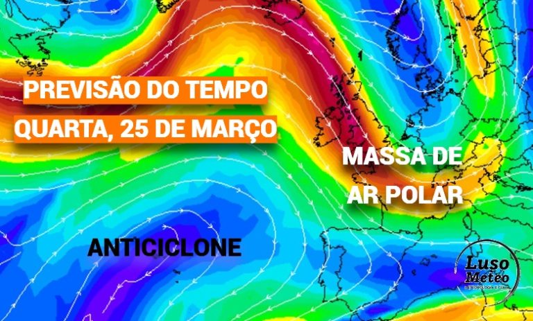 Massa de ar polar invade a Europa, e o anticiclone expande para o Golfo da Biscaia – alta pressão influencia Portugal – saiba como estará o tempo na quarta, 25 de março de 2026 Massa de ar polar invade a Europa, e o anticiclone expande para o Golfo da Biscaia - alta pressão influencia Portugal - saiba como estará o tempo na quarta, 25 de março de 2026