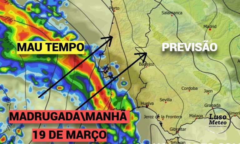Possibilidade de mau tempo na próxima madrugada em Portugal na região Sul e Área Metropolitana de Lisboa – chuva forte, vento forte e trovoadas – previsão 19 de março Possibilidade de mau tempo na próxima madrugada em Portugal na região Sul e Área Metropolitana de Lisboa - chuva forte, vento forte e trovoadas - previsão 19 de março