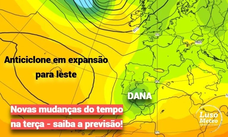 Aproximação do anticiclone, formação de uma "DANA", e forte vento - saiba como mudará o tempo na terça, 10 de março de 2026