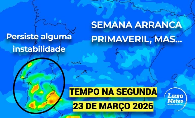 Semana começa com tempo de Primavera e tempo quentinho, depois da instabilidade e vento severo, mas… ainda há instabilidade localizada – saiba a previsão do tempo na segunda, 23 de março de 2026 Semana começa com tempo de Primavera e tempo quentinho, depois da instabilidade e vento severo, mas... ainda há instabilidade localizada - saiba a previsão do tempo na segunda, 23 de março de 2026