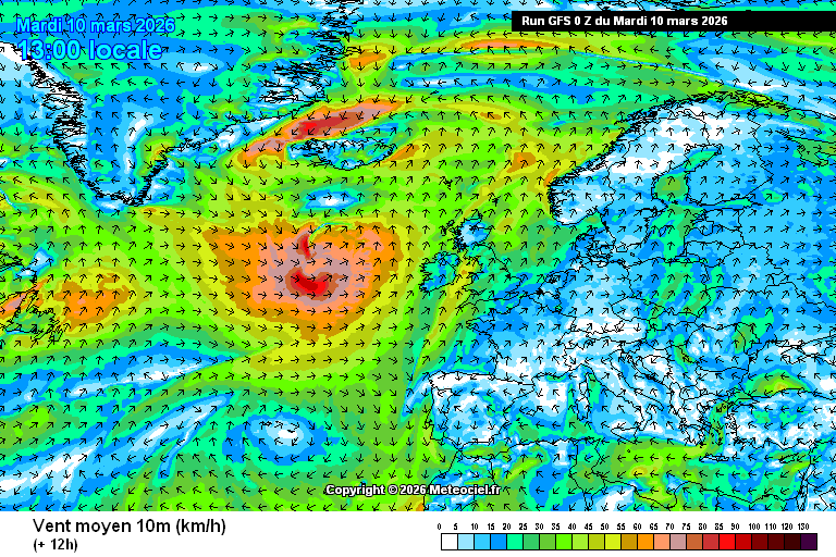 Meteorologia - A carta é clara - as depressões (Vento forte, a vermelho) estão afastadas, e o anticiclone está sobre os Açores (sem vento, a branco)