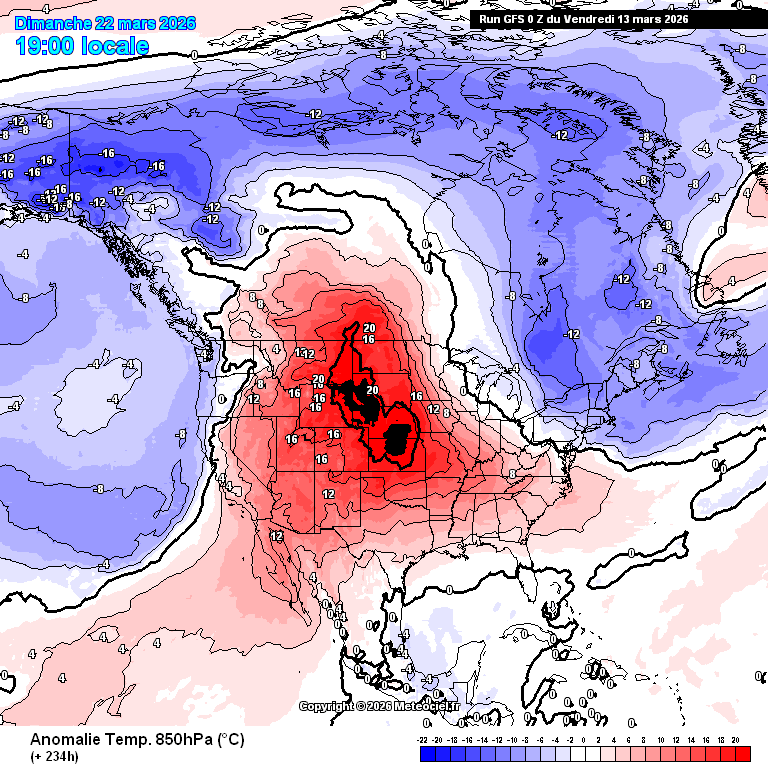 Impressionante como esta anomalia se espalha para o Centro do Continente Norte-Americano ao longo dos dias