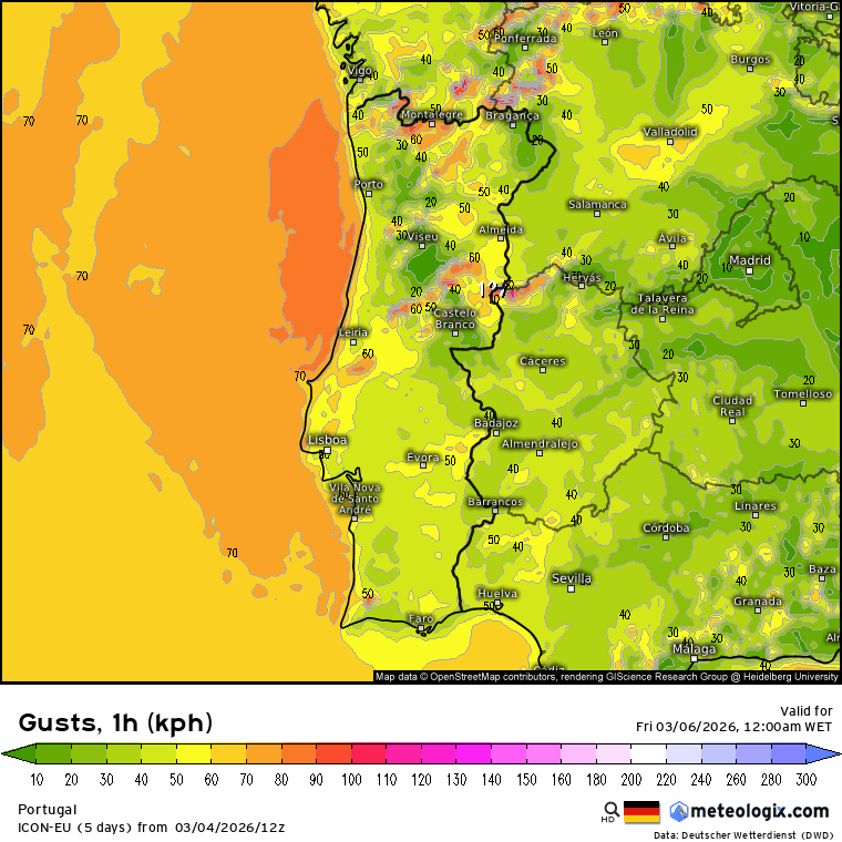 Mau tempo de regresso, com ventos até 100km/h, frio, chuva e neve (e mar muito agitado!) - saiba como estará o tempo na sexta, 6 de março, na sua região! Previsão de vento forte na sexta-feira - rajadas fortes de forma prolongada ao longo do dia