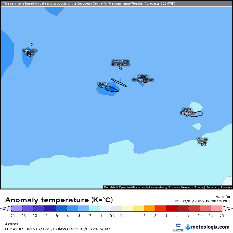 Frente fria afeta Portugal com chuva e vento forte, enquanto o leste de Espanha pode ser atingido por chuva "diluviana" - saiba como estará o tempo na quinta, 5 de março! Temperaturas até 5ºC abaixo da média no arquipélago