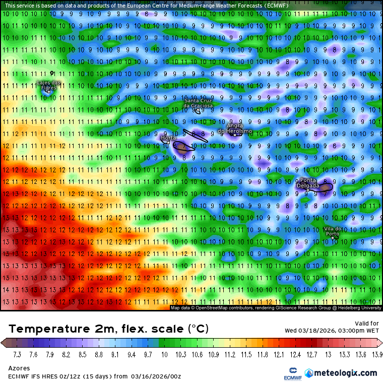 Frio nos Açores - não é todos os dias que vemos temperaturas abaixo de 10ºC no arquipélago durante a tarde!
