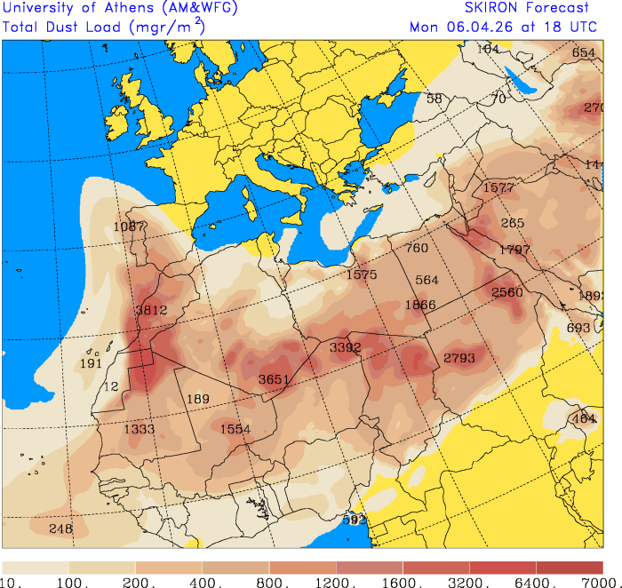 Calor abafado, poeiras e chuva de lama - saiba todos os fenómenos meteorológicos que afetarão Portugal com a previsão do tempo na segunda, 6 de abril Poeiras de África sobre Portugal Continental - concentração moderada a alta