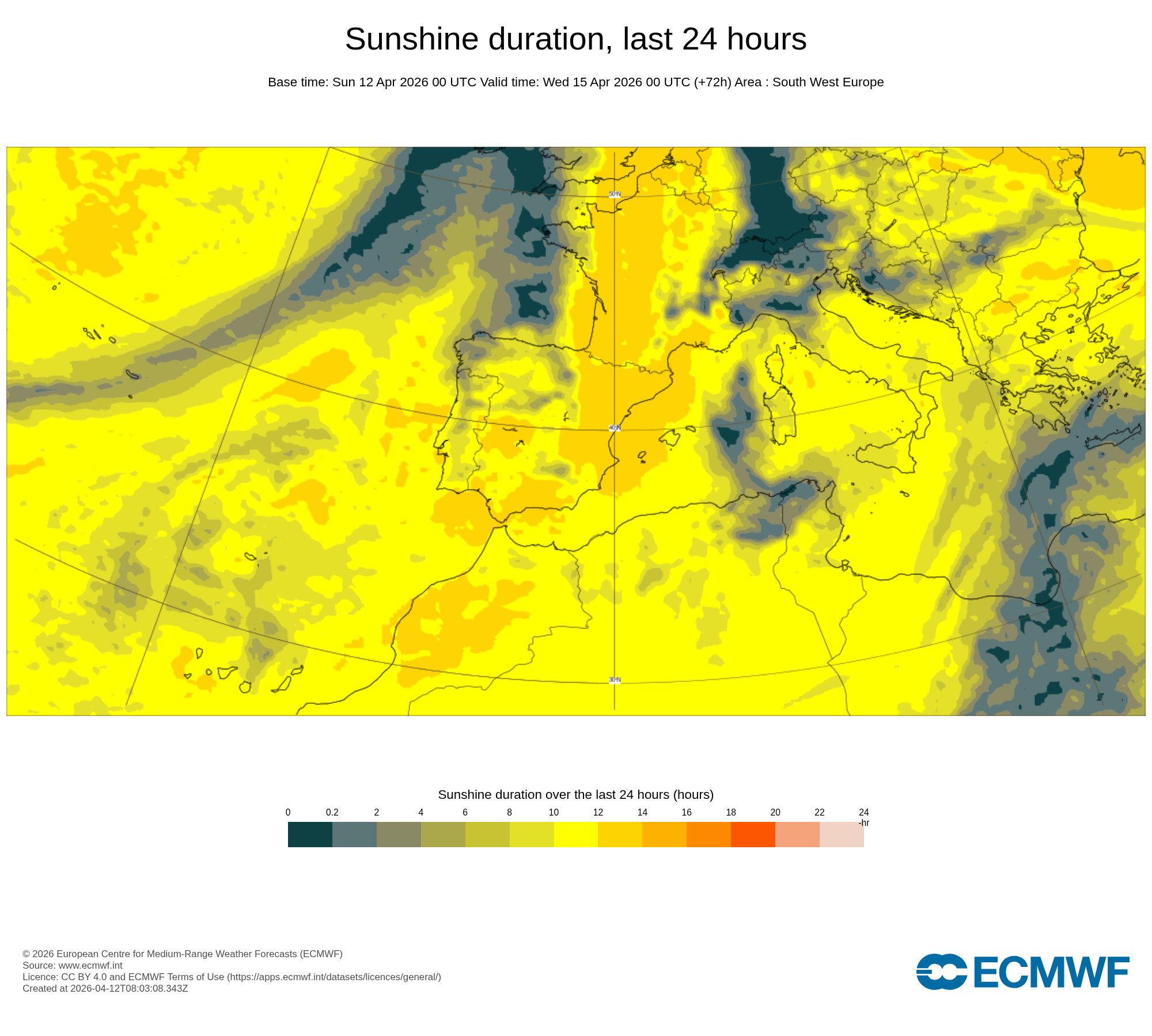 Número de horas de sol previstas para esta terça-feira