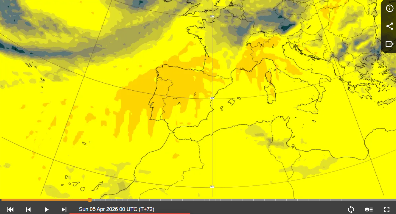 Muito sol neste sábado - previsões ECMWF a mostrarem sol pleno, talvez o dia com maior radiação solar do ano até agora no Continente!
