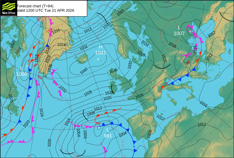 Aproximação de uma superfície frontal a partir da tarde ao litoral Norte e Centro - MetOffice