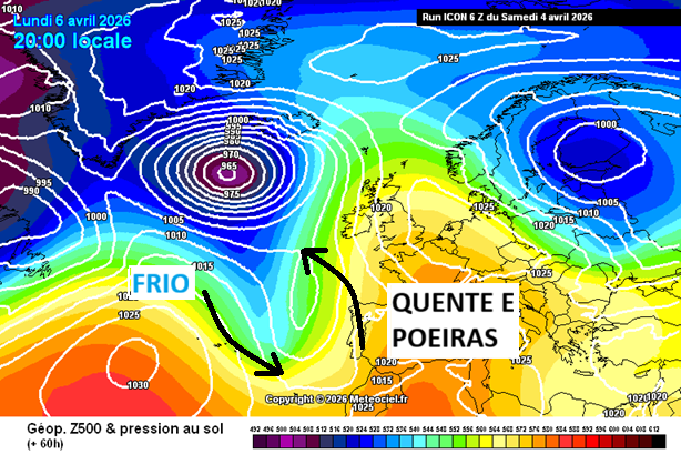 Calor abafado, poeiras e chuva de lama - saiba todos os fenómenos meteorológicos que afetarão Portugal com a previsão do tempo na segunda, 6 de abril Tempo na segunda marcado por instabilidade - primeiro o calor, depois as poeiras, e os aguaceiros