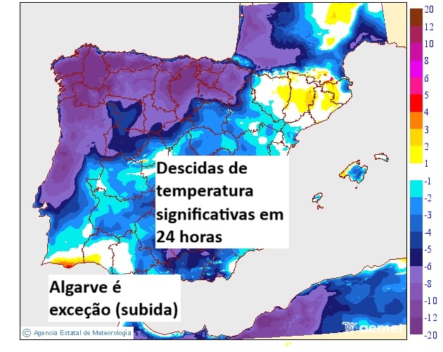 Descida das temperaturas - exceto no Algarve