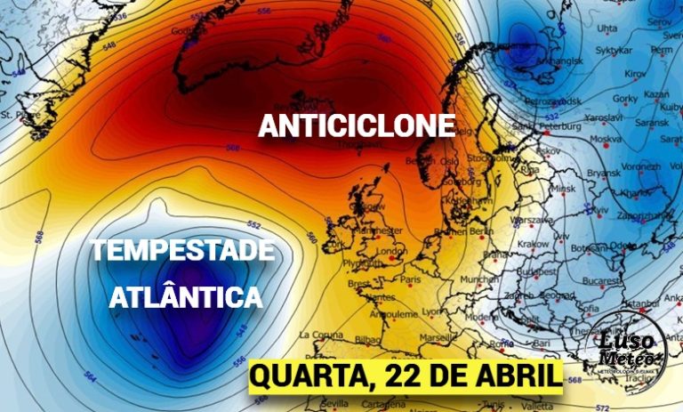 Descida das temperaturas, mas o anticiclone bloqueia uma tempestade Atlântica - saiba como será o tempo na quarta, 22 de abril de 2026