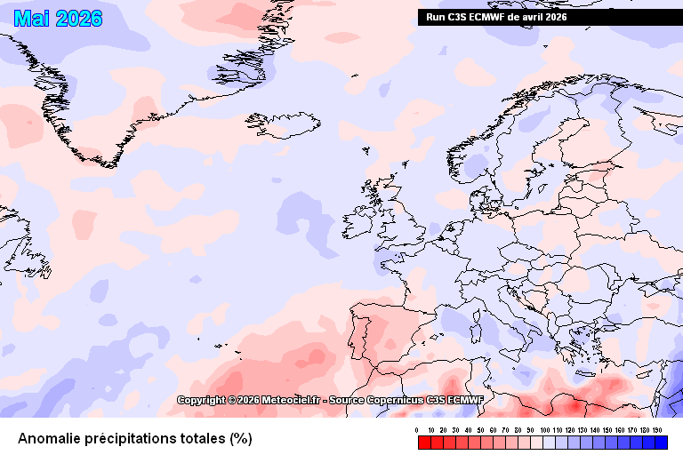 O modelo ECMWF prevê Maio com menos precipitação que a média - seria o 3º mes de Primavera consecutivo com precipitação abaixo da média, a confirmar