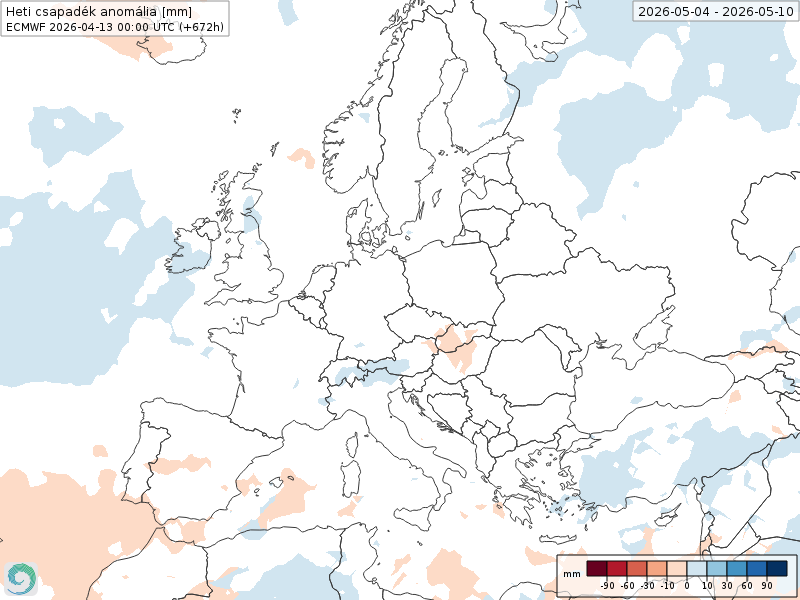 Repare-se que para a primeira semana de Maio o ECMWF já mostra mais chuva a Norte (Reino Unido...) e menos em Portugal - sinais típicos de reforço anticiclónico entre 35 e 45ºN