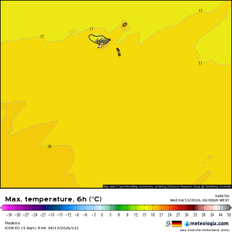 Previsão do tempo na quarta, 15 de abril de 2026 - mais influência do anticiclone - saiba a previsão completa! Temperaturas entre 17 a 21ºC na Madeira - Primavera fresca no arquipélago