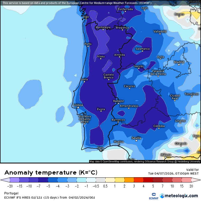 Temperatura desce 15ºC em apenas 24 horas depois da Páscoa, e a neve regressa - mudança drástica! - saiba as previsões depois de 6 de abril Temperaturas 8ºC abaixo da média na terça-feira