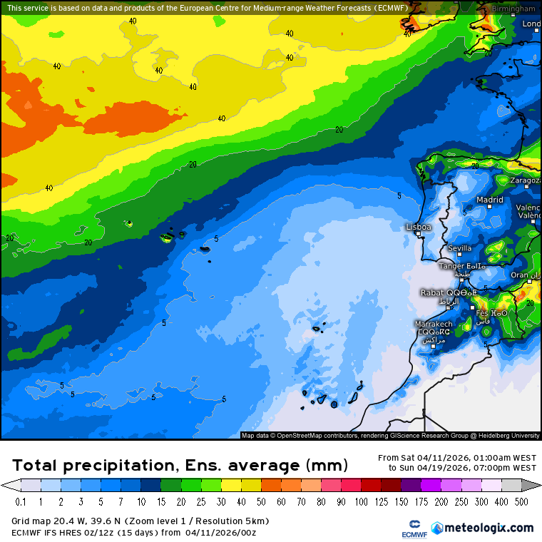 Precipitação prevista para esta semana - previsão ECMWF