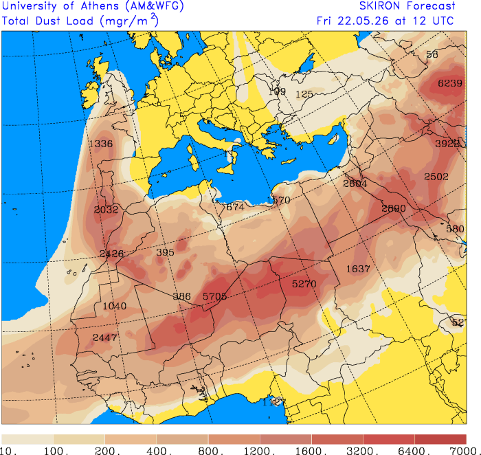 Temperaturas até 40ºC, muitas poeiras, e a ameaça das trovoadas - saiba a previsão do tempo na sexta, 22 de maio de 2026 Poeiras de África em evolução para Norte, até ao Reino Unido. Céu amarelado...