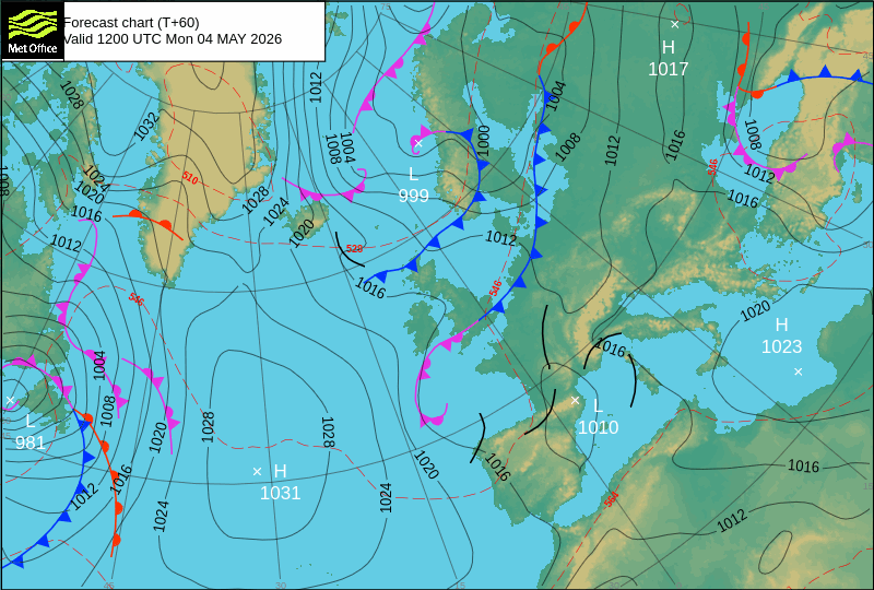 Carta de análise de previsão da MetOffice