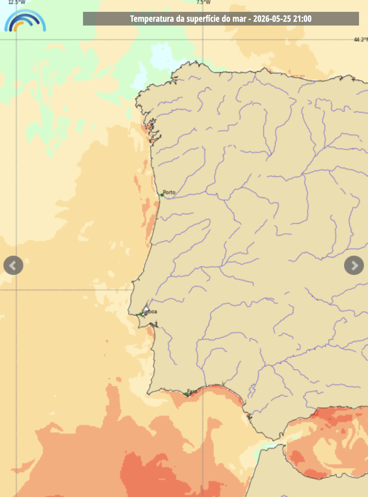 Nevoeiros, alguma instabilidade, mas com nova subida das temperaturas - tanto do ar como do mar - saiba a previsão do tempo na segunda, 25 de maio de 2026 Temperatura da água do mar bastante acima da média para a época do ano