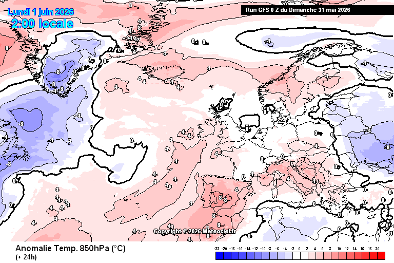 Anomalia das temperaturas esta semana - 1 a 7 de junho - nos arquipélagos