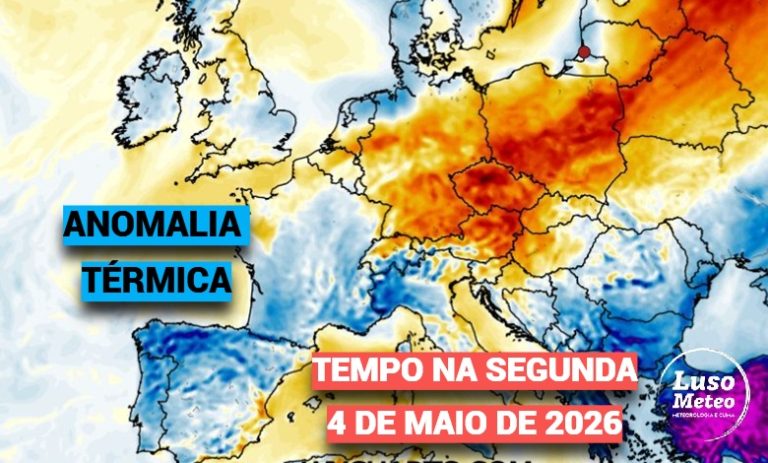 Anomalia térmica, ventoso e alguma chuva - assim deverá ser o tempo na segunda-feira, 4 de maio de 2026