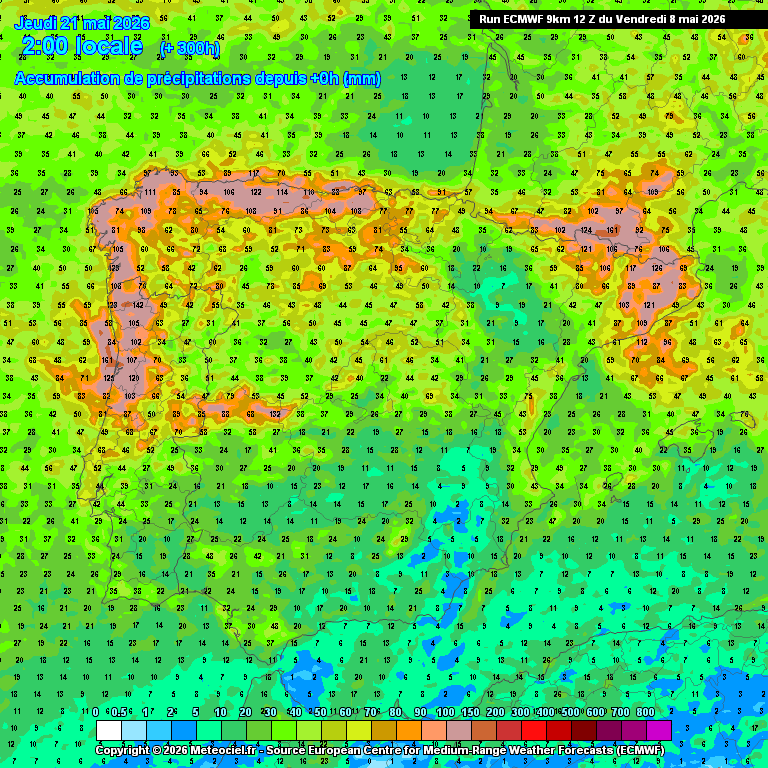 Vem aí uma madrugada "elétrica" em Lisboa e no Oeste devido a uma frente, podendo a trovoada alargar a mais regiões depois - saiba as previsões atualizadas Chuva prevista até 20 de maio de 2026 - ECMWF