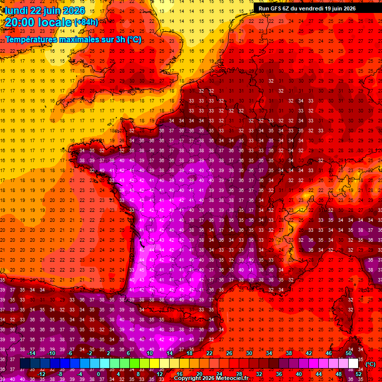 "Surreal" esta previsão para França, com quase todo o país acima de 40ºC, e até 45ºC. E não é só um dia, infelizmente