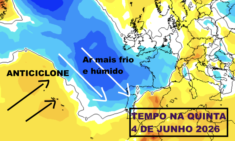 Regressa… a chuva e bem mais frio! Saiba a previsão do tempo na quinta, 4 de junho de 2026 Regressa... a chuva e bem mais frio! Saiba a previsão do tempo na quinta, 4 de junho de 2026