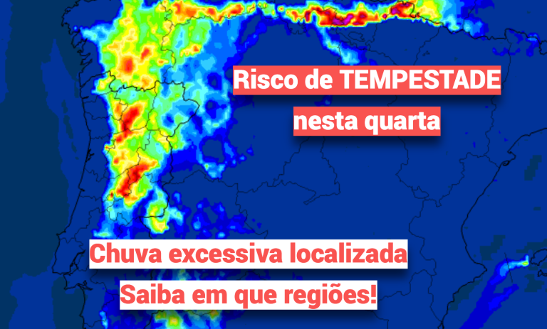 Uma tempestade com chuva excessiva e muita trovoada pode desenvolver-se na tarde desta quarta-feira no Norte – saiba a previsão completa! Uma tempestade com chuva excessiva e muita trovoada pode desenvolver-se na tarde desta quarta-feira no Norte - saiba a previsão completa!