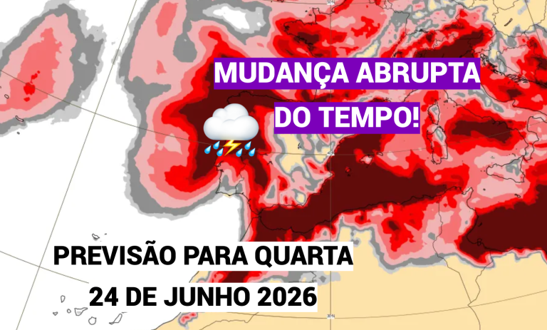 Descida abrupta das temperaturas, e chuva (mau tempo) em várias regiões – eis a previsão do tempo na quarta, 24 de junho