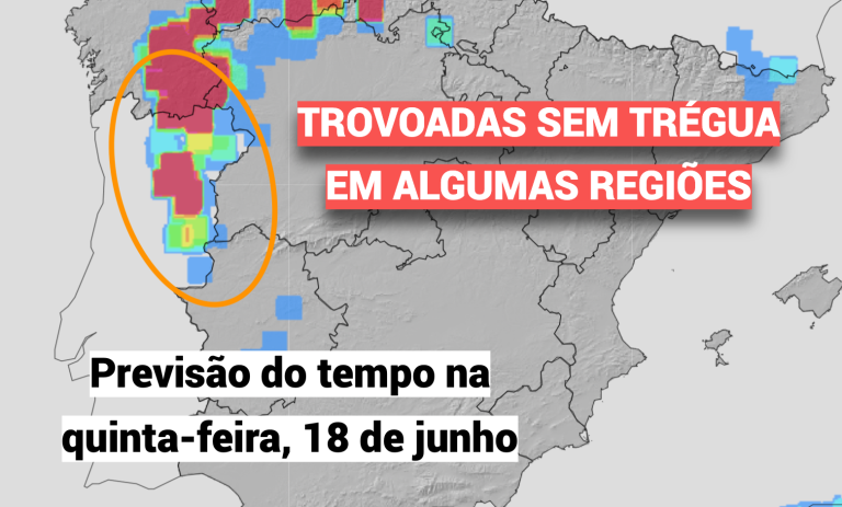 As trovoadas não dão tréguas no Interior, e podem trazer fenómenos intensos localmente – saiba a previsão do tempo na quinta, 18 de junho As trovoadas não dão tréguas no Interior, e podem trazer fenómenos intensos localmente - saiba a previsão do tempo na quinta, 18 de junho