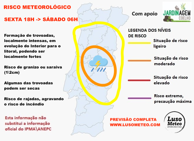 Trovoadas intensas possíveis já nesta sexta\sábado