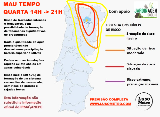 Uma tempestade com chuva excessiva e muita trovoada pode desenvolver-se na tarde desta quarta-feira no Norte - saiba a previsão completa! Possível tempestade no Norte nesta quarta - risco de chuva excessiva