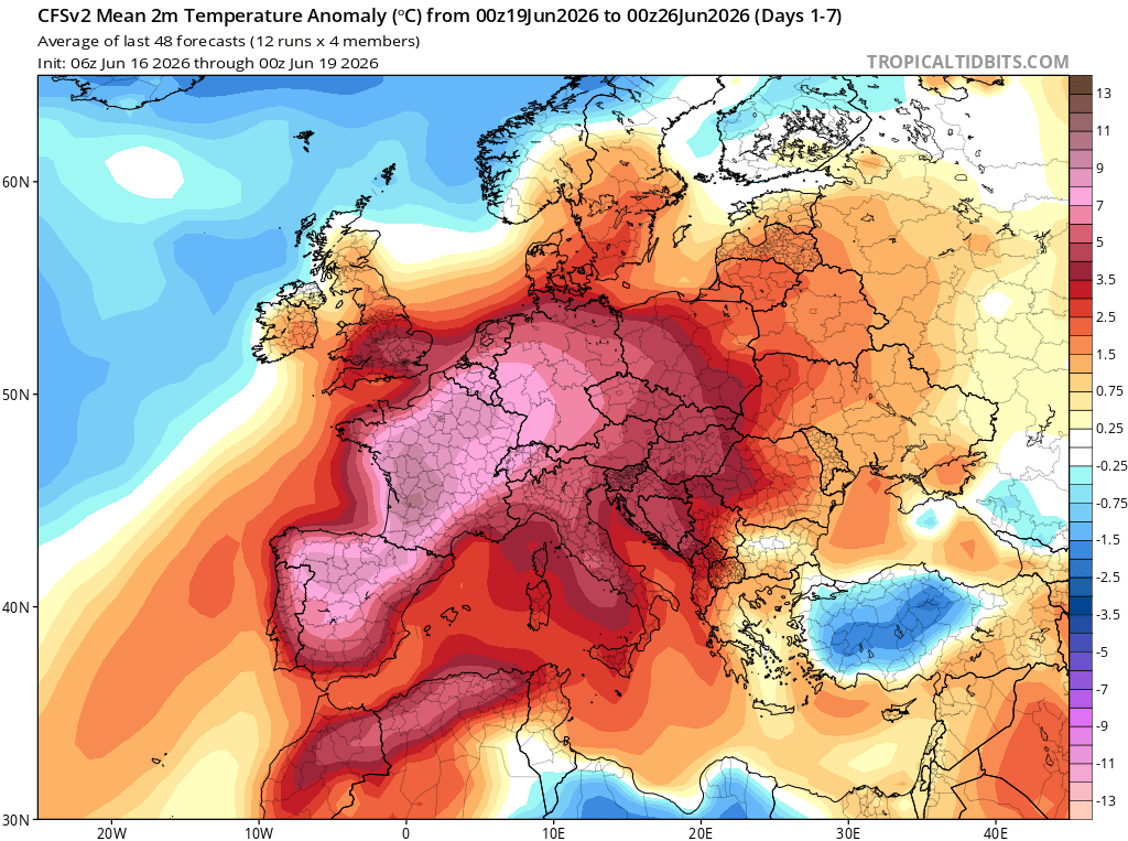 Massa de ar quente - uma semana com temperaturas mais de 10ºC acima da média!