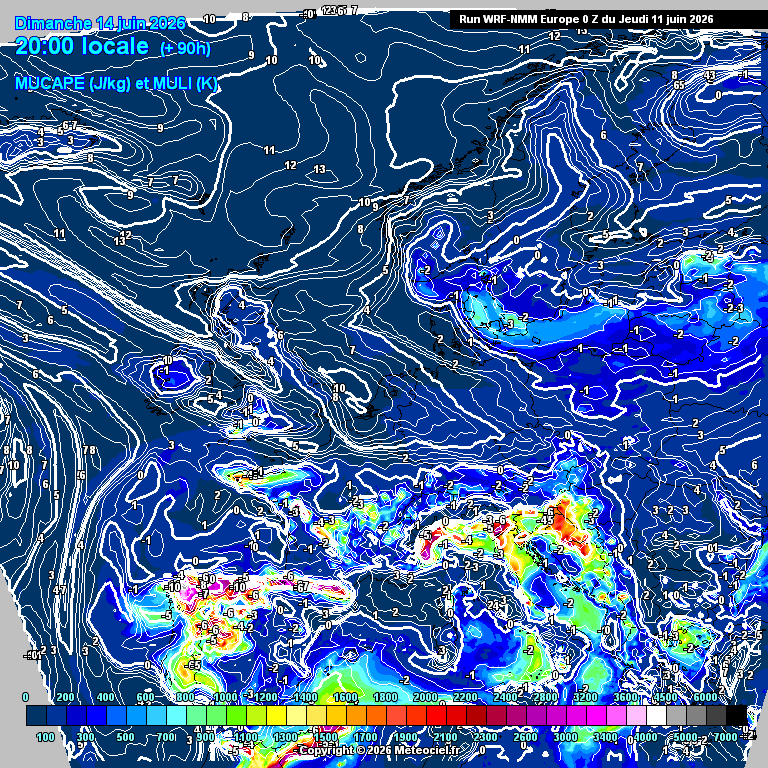 Mudança de tempo, com descida de temperaturas e trovoadas intensas com a passagem de uma perturbação (DINA) - previsão do tempo no fim-de-semana, 13 e 14 de junho Energia convectiva muito significativa para este domingo - situação a acompanhar