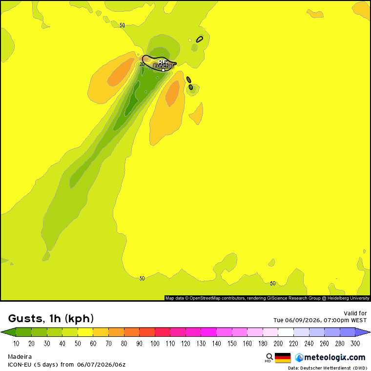 Vento forte - forte nortada antes da chegada do calor intenso - saiba a previsão do tempo na terça, 9 de junho de 2026 Rajadas entre 60 a 80km/h na Madeira nesta terça-feira