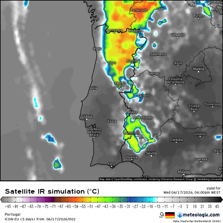 Uma tempestade com chuva excessiva e muita trovoada pode desenvolver-se na tarde desta quarta-feira no Norte - saiba a previsão completa! Convecção intensa esta tarde - risco de fenómenos severos localizados