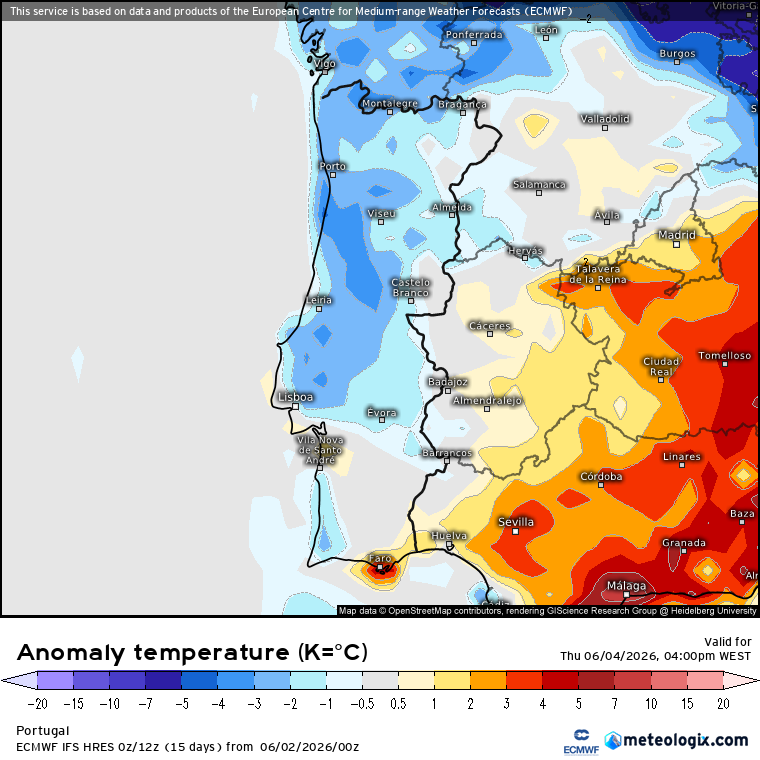 Regressa... a chuva e bem mais frio! Saiba a previsão do tempo na quinta, 4 de junho de 2026 Temperaturas abaixo da média na maioria dos locais... exceto no sotavento Algarvio